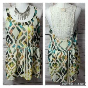 Daytrip Boho Tribal Lace Back Tank Top